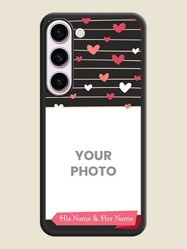 Custom Love Pattern with Name on Pink Ribbon  on Photo on Space Black Soft Matte Back Cover - Samsung Galaxy S23 Plus 5G - alternate view