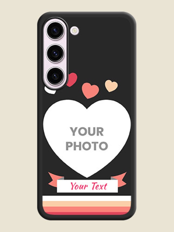 Custom Love Shaped Photo with Colorful Stripes on Personalised Space Black Soft Matte Cases - Samsung Galaxy S23 Plus 5G - alternate view