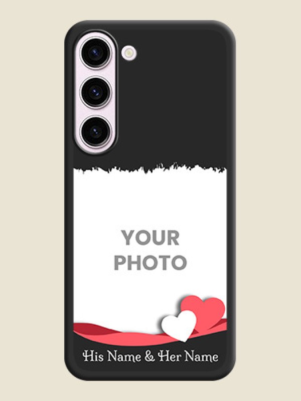 Custom Pin Color Love Shaped Ribbon Design with Text on Space Black Custom Soft Matte Phone Back Cover - Samsung Galaxy S23 Plus 5G - alternate view
