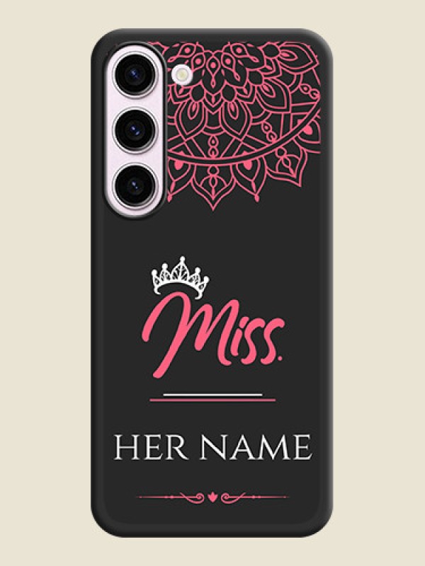 Custom Mrs Name with Floral Design on Space Black Personalized Soft Matte Phone Covers - Samsung Galaxy S23 Plus 5G - alternate view
