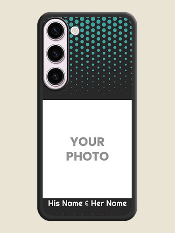 Custom Faded Dots with Grunge Photo Frame and Text on Space Black Custom Soft Matte Phone Cases - Samsung Galaxy S23 Plus 5G - alternate view
