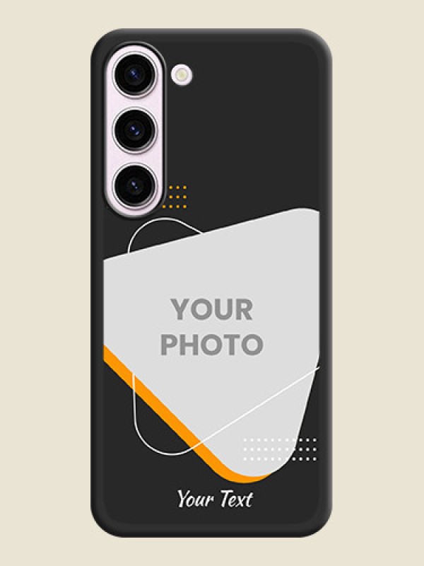 Custom Yellow Triangle on Photo on Space Black Soft Matte Phone Cover - Samsung Galaxy S23 Plus 5G - alternate view