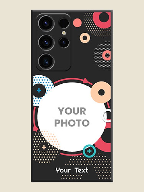 Custom Multicoloured Round Image on Personalised Space Black Soft Matte Cases - Samsung Galaxy S23 Ultra 5G - alternate view