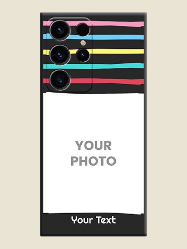 Custom Multicolor Lines with Image on Space Black Personalized Soft Matte Phone Covers - Samsung Galaxy S23 Ultra 5G - alternate view