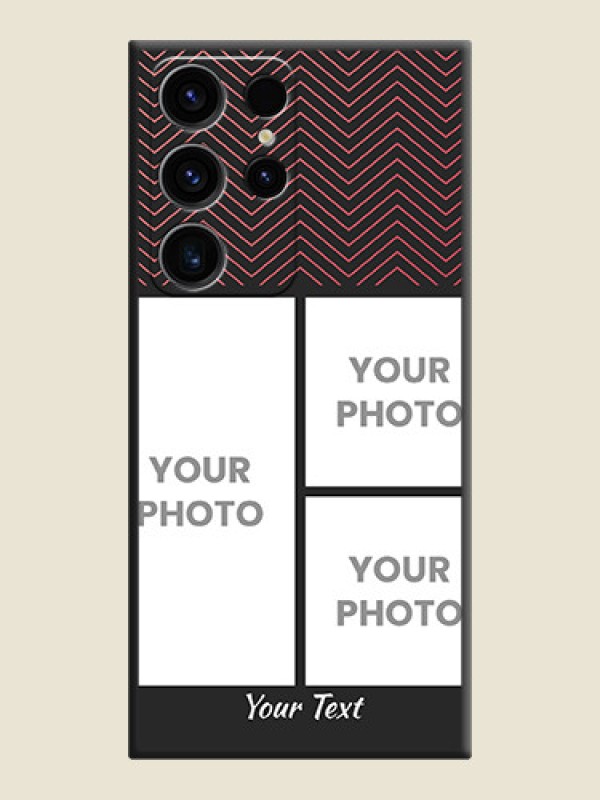 Custom Wave Pattern with 3 Image Holder on Space Black Custom Soft Matte Back Cover - Samsung Galaxy S23 Ultra 5G - alternate view