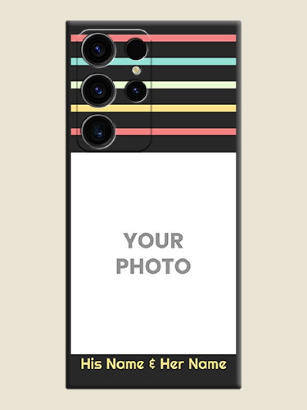 Custom Color Stripes with Photo and Text on Photo on Space Black Soft Matte Mobile Case - Samsung Galaxy S23 Ultra 5G - alternate view