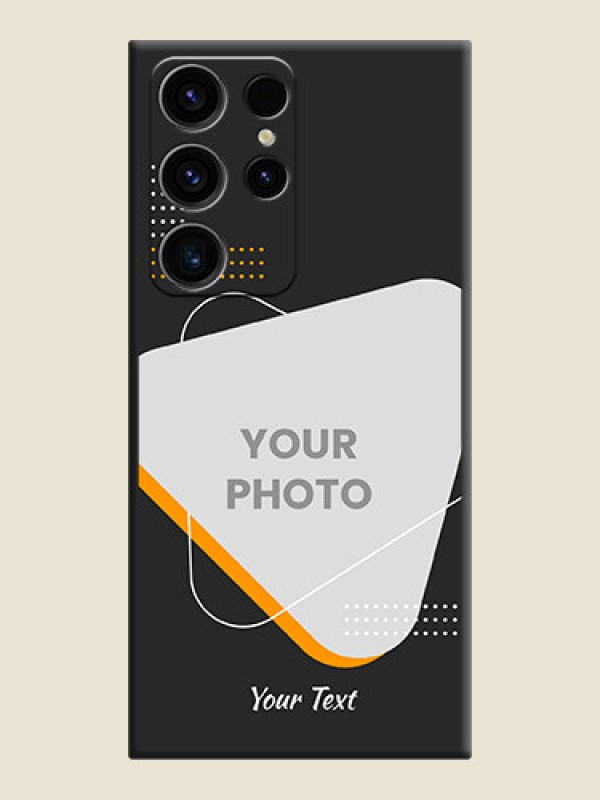 Custom Yellow Triangle on Photo on Space Black Soft Matte Phone Cover - Samsung Galaxy S23 Ultra 5G - alternate view