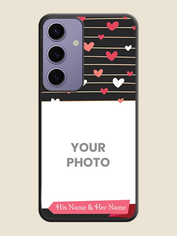 Custom Love Pattern with Name on Pink Ribbon - Photo on Space Black Soft Matte Back Cover - Galaxy S24 5G - alternate view