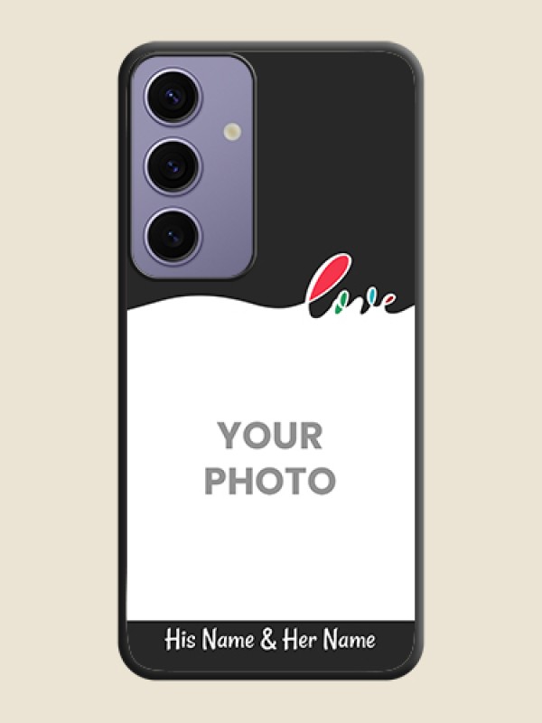 Custom Fall in Love Pattern with Picture - Photo on Space Black Soft Matte Mobile Case - Galaxy S24 5G - alternate view
