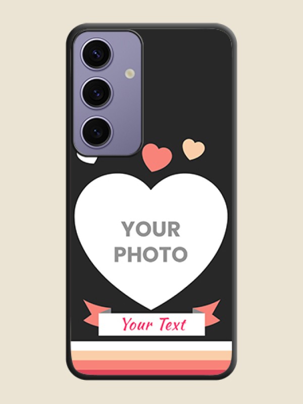 Custom Love Shaped Photo with Colorful Stripes on Personalised Space Black Soft Matte Cases - Galaxy S24 5G - alternate view