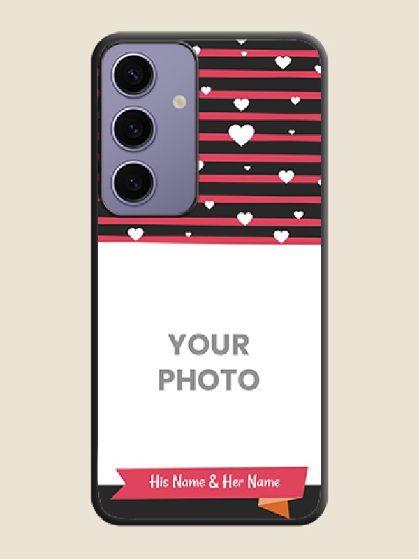 Custom White Color Love Symbols with Pink Lines Pattern on Space Black Custom Soft Matte Phone Cases - Galaxy S24 5G - alternate view