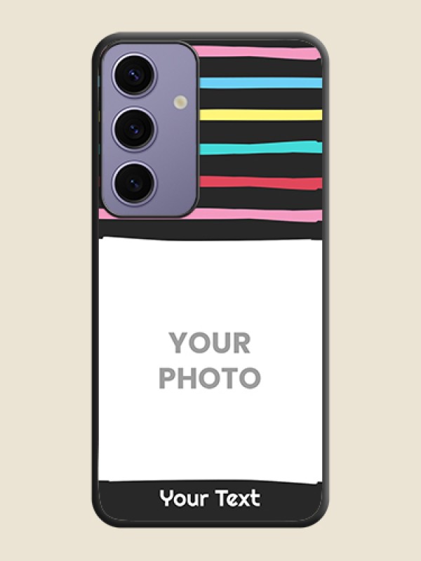 Custom Multicolor Lines with Image on Space Black Personalized Soft Matte Phone Covers - Galaxy S24 5G - alternate view