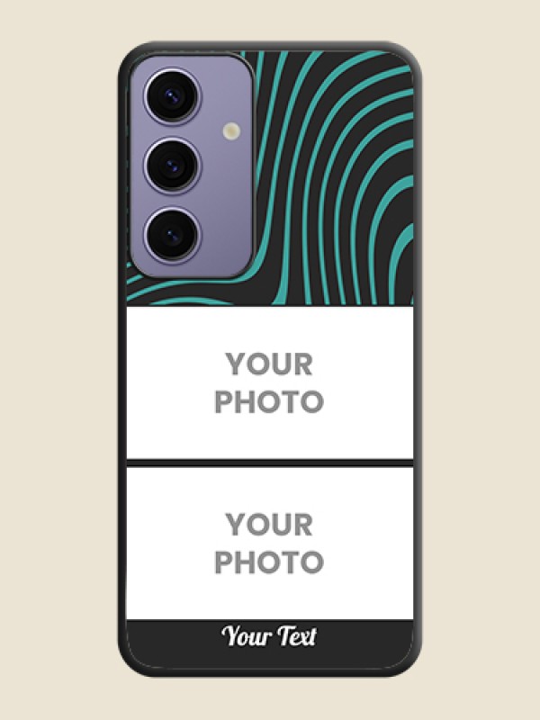 Custom Wave Pattern with 2 Image Holder on Space Black Personalized Soft Matte Phone Covers - Galaxy S24 5G - alternate view