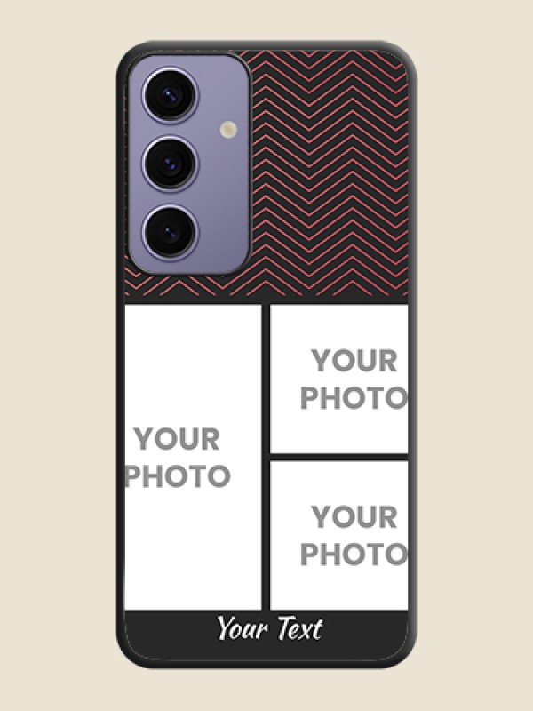 Custom Wave Pattern with 3 Image Holder on Space Black Custom Soft Matte Back Cover - Galaxy S24 5G - alternate view