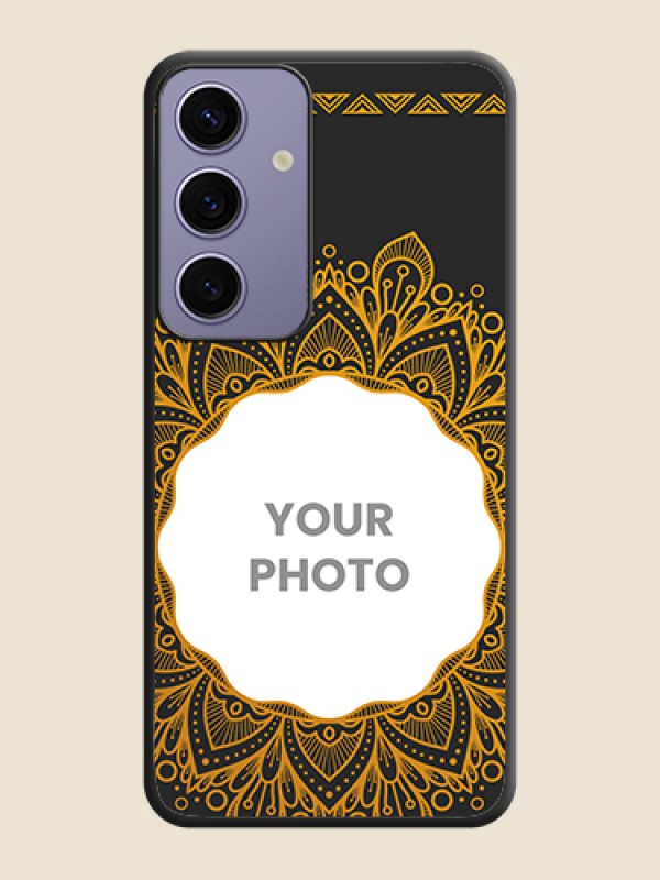 Custom Round Image with Floral Design - Photo on Space Black Soft Matte Mobile Cover - Galaxy S24 5G - alternate view