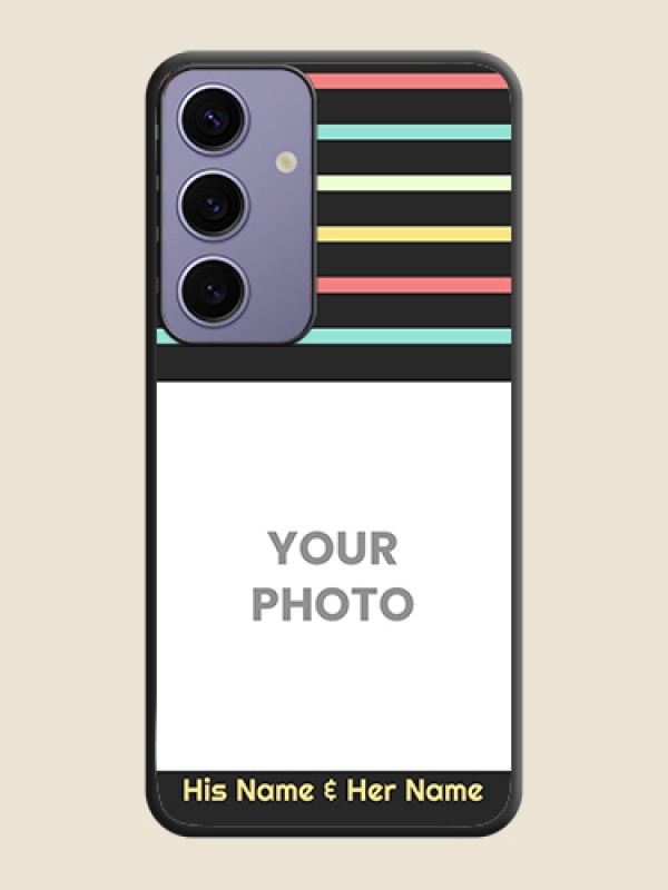 Custom Color Stripes with Photo and Text - Photo on Space Black Soft Matte Mobile Case - Galaxy S24 5G - alternate view