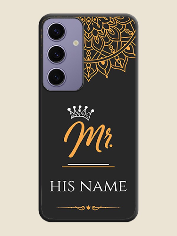 Custom Mr Name with Floral Design on Personalised Space Black Soft Matte Cases - Galaxy S24 5G - alternate view