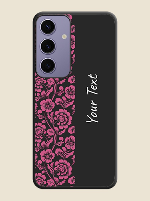 Custom Pink Floral Pattern Design With Custom Text On Space Black Personalized Soft Matte Phone Covers - Galaxy S24 5G - alternate view