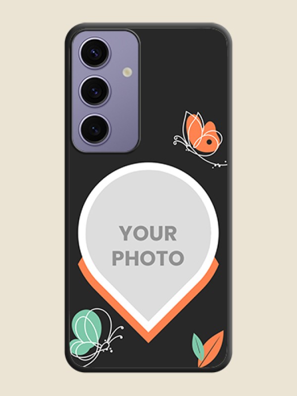 Custom Upload Pic With Simple Butterly Design On Space Black Personalized Soft Matte Phone Covers - Galaxy S24 5G - alternate view