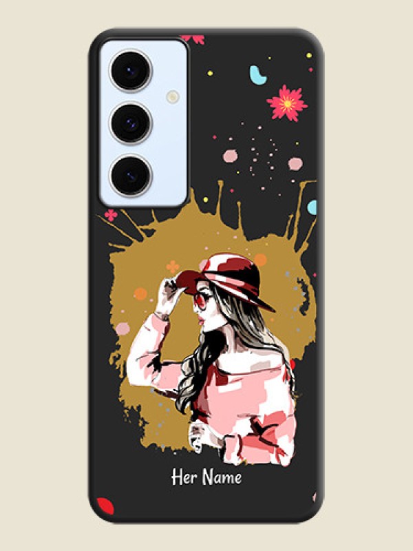 Custom Mordern Lady With Color Splash Background With Custom Text On Space Black Custom Soft Matte Mobile Back Cover - Galaxy S24 FE 5G - alternate view