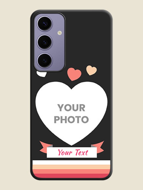 Custom Love Shaped Photo with Colorful Stripes on Personalised Space Black Soft Matte Cases - Galaxy S24 Plus 5G - alternate view