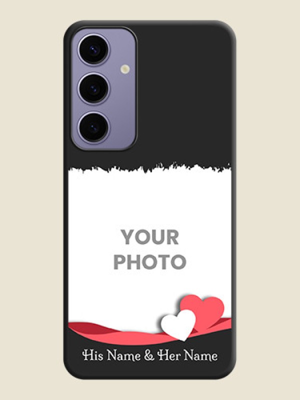 Custom Pink Color Love Shaped Ribbon Design with Text on Space Black Custom Soft Matte Phone Back Cover - Galaxy S24 Plus 5G - alternate view