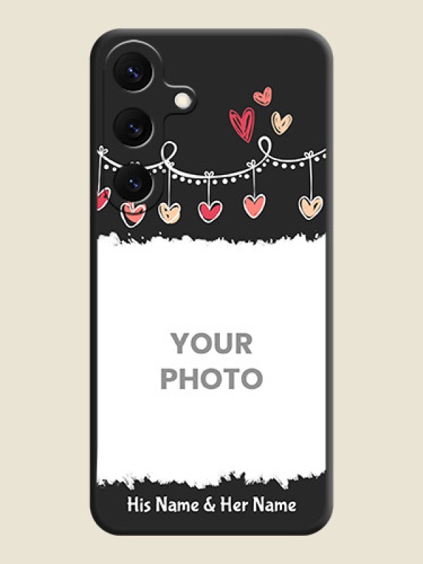 Custom Pink Love Hangings with Name On Space Black Custom Soft Matte Mobile Back Cover - Galaxy S25 5G - alternate view