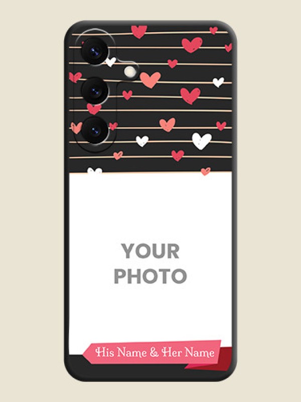Custom Love Pattern with Name on Pink Ribbon on Photo On Space Black Custom Soft Matte Mobile Back Cover - Galaxy S25 5G - alternate view