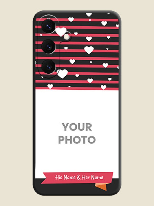 Custom White Color Love Symbols with Pink Lines Pattern On Space Black Custom Soft Matte Mobile Back Cover - Galaxy S25 5G - alternate view