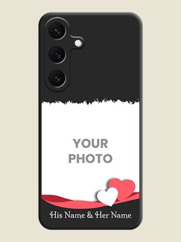 Custom Pin Color Love Shaped Ribbon Design with Text On Space Black Custom Soft Matte Mobile Back Cover - Galaxy S25 5G - alternate view