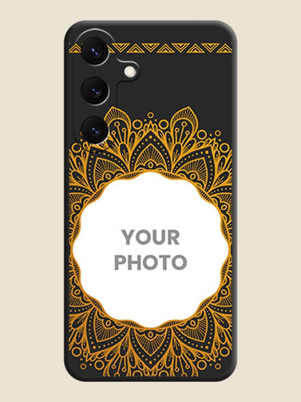 Custom Round Image with Floral Design On Space Black Custom Soft Matte Mobile Back Cover - Galaxy S25 5G - alternate view