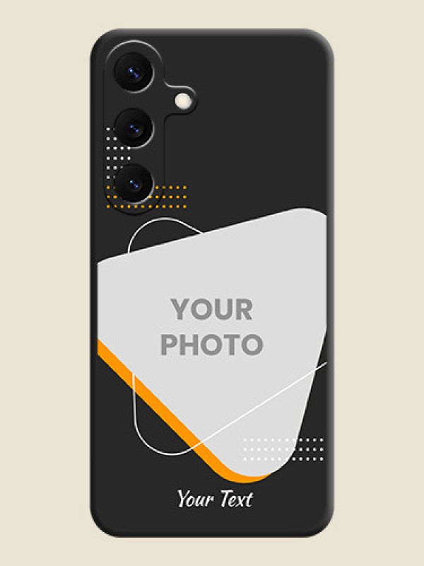 Custom Yellow Triangle on Photo On Space Black Custom Soft Matte Mobile Back Cover - Galaxy S25 5G - alternate view