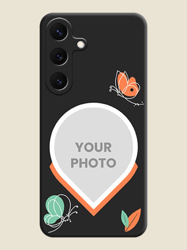 Custom Upload Pic With Simple Butterly Design On Space Black Custom Soft Matte Mobile Back Cover - Galaxy S25 5G - alternate view
