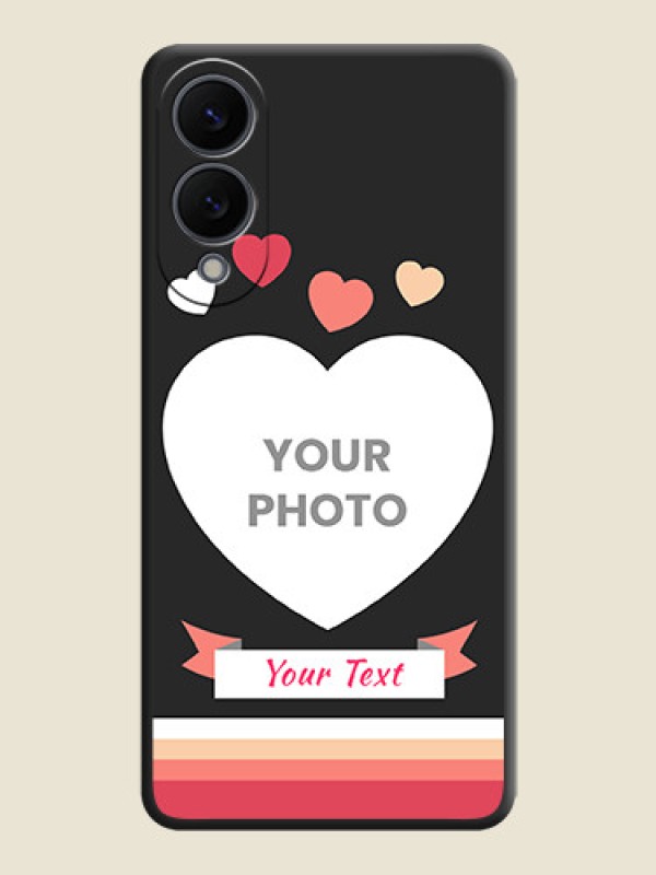 Custom Love Shaped Photo with Colorful Stripes On Space Black Custom Soft Matte Mobile Back Cover - Samsung Galaxy S25 Edge 5G - alternate view