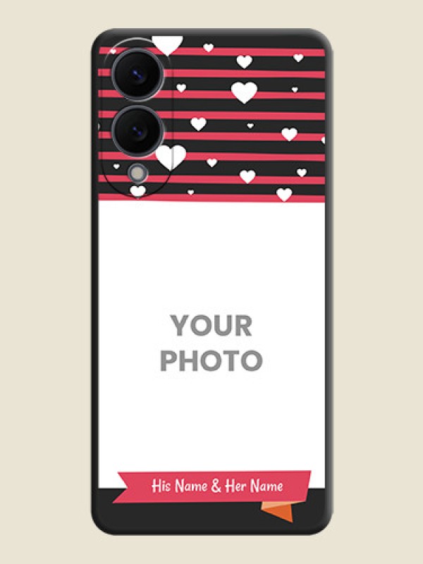 Custom White Color Love Symbols with Pink Lines Pattern On Space Black Custom Soft Matte Mobile Back Cover - Samsung Galaxy S25 Edge 5G - alternate view