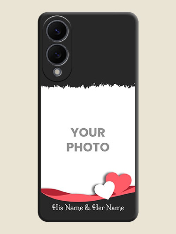 Custom Pin Color Love Shaped Ribbon Design with Text On Space Black Custom Soft Matte Mobile Back Cover - Samsung Galaxy S25 Edge 5G - alternate view