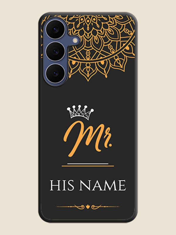 Custom Mr Name with Floral Design On Space Black Custom Soft Matte Mobile Back Cover - Samsung Galaxy S25 FE 5G - alternate view
