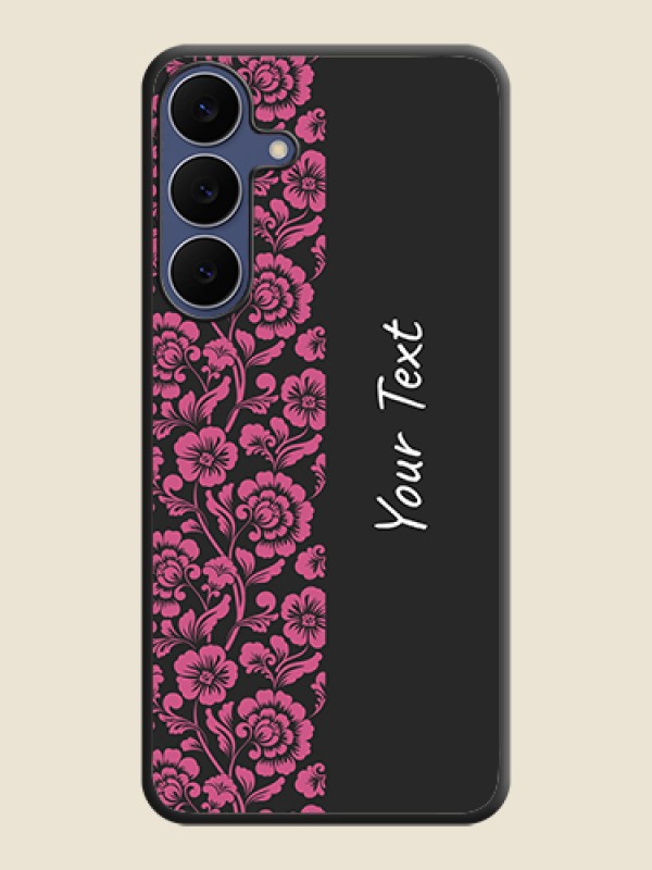 Custom Pink Floral Pattern Design With Custom Text On Space Black Custom Soft Matte Mobile Back Cover - Samsung Galaxy S25 FE 5G - alternate view