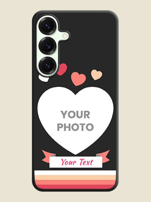 Custom Love Shaped Photo with Colorful Stripes On Space Black Custom Soft Matte Mobile Back Cover - Galaxy S25 Plus 5G - alternate view
