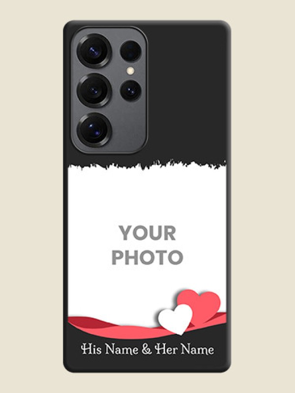 Custom Pin Color Love Shaped Ribbon Design with Text On Space Black Custom Soft Matte Mobile Back Cover - Galaxy S25 Ultra 5G - alternate view