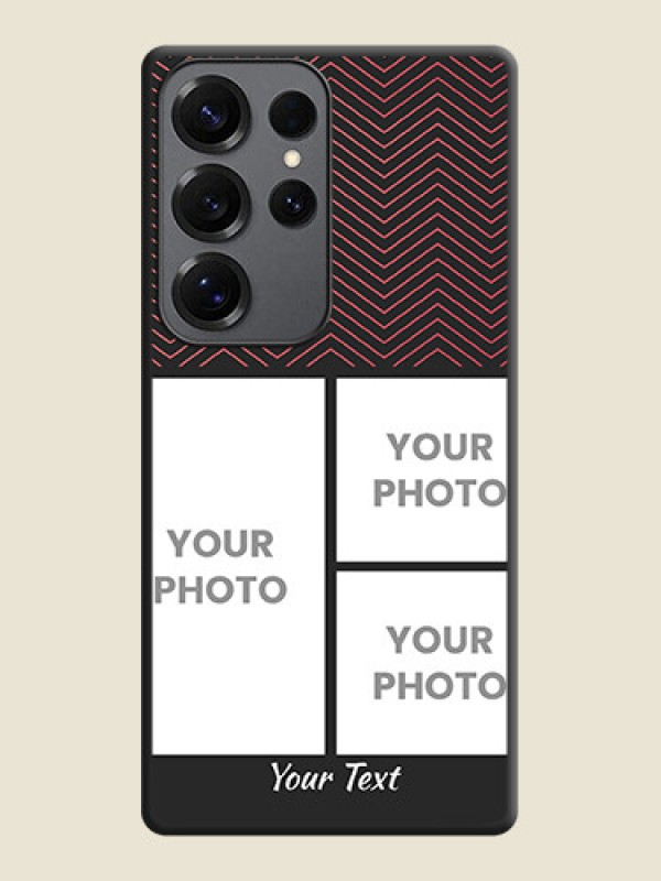 Custom Wave Pattern with 3 Image Holder On Space Black Custom Soft Matte Mobile Back Cover - Galaxy S25 Ultra 5G - alternate view