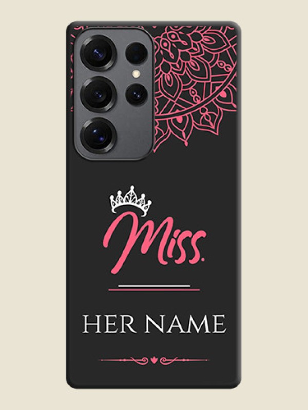 Custom Mrs Name with Floral Design On Space Black Custom Soft Matte Mobile Back Cover - Galaxy S25 Ultra 5G - alternate view