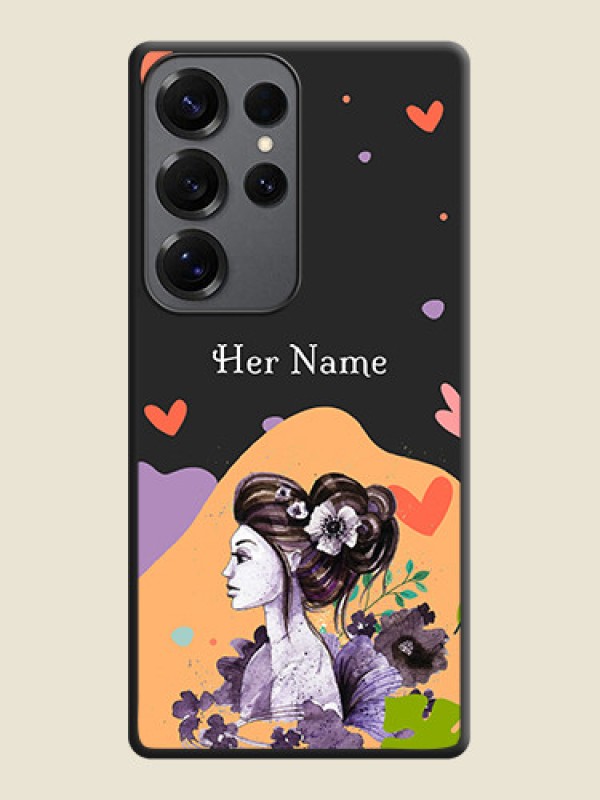 Custom Namecase For Her With Fancy Lady Image On Space Black Custom Soft Matte Mobile Back Cover - Galaxy S25 Ultra 5G - alternate view