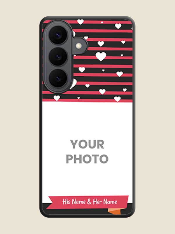 Custom White Color Love Symbols with Pink Lines Pattern On Space Black Custom Soft Matte Mobile Back Cover - Samsung Galaxy S26 5G - alternate view