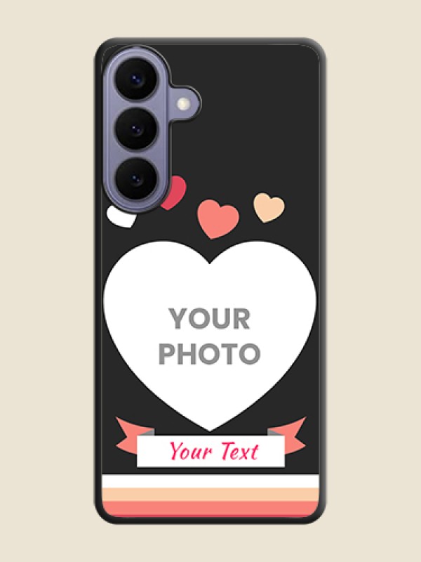 Custom Love Shaped Photo with Colorful Stripes On Space Black Custom Soft Matte Mobile Back Cover - Samsung Galaxy S26 Plus 5G - alternate view
