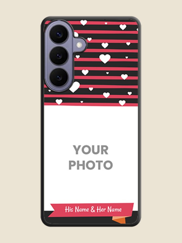 Custom White Color Love Symbols with Pink Lines Pattern On Space Black Custom Soft Matte Mobile Back Cover - Samsung Galaxy S26 Plus 5G - alternate view