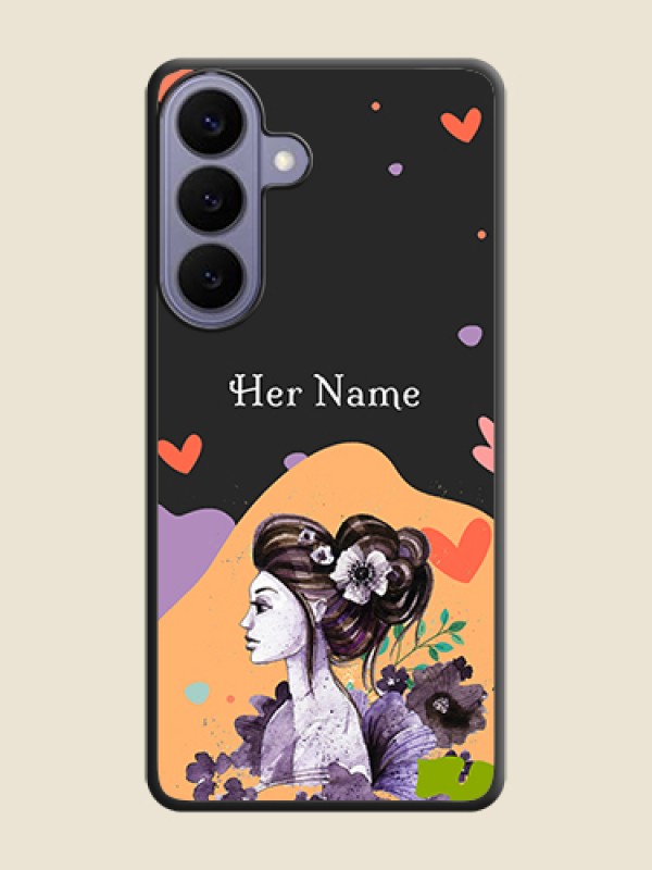 Custom Namecase For Her With Fancy Lady Image On Space Black Custom Soft Matte Mobile Back Cover - Samsung Galaxy S26 Plus 5G - alternate view
