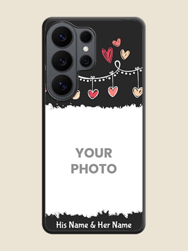Custom Pink Love Hangings with Name On Space Black Custom Soft Matte Mobile Back Cover - Samsung Galaxy S26 Ultra 5G - alternate view