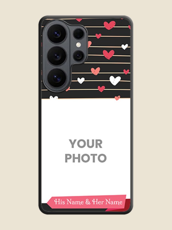 Custom Love Pattern with Name on Pink Ribbon on Photo On Space Black Custom Soft Matte Mobile Back Cover - Samsung Galaxy S26 Ultra 5G - alternate view