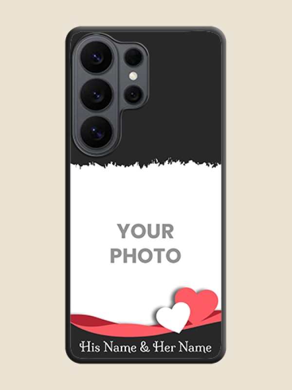 Custom Pin Color Love Shaped Ribbon Design with Text On Space Black Custom Soft Matte Mobile Back Cover - Samsung Galaxy S26 Ultra 5G - alternate view